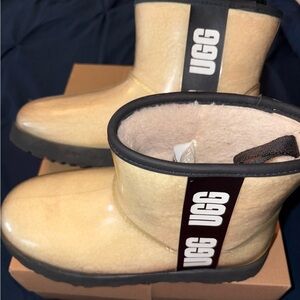 UGG Tan Ankle Boots with Black Trim